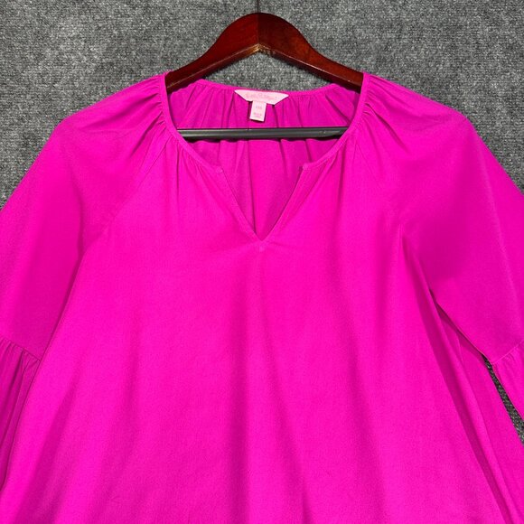 Lilly Pulitzer Top Womens XXS Purple Long Sleeve Popover Blouse Balloon Sleeve - Picture 4 of 8